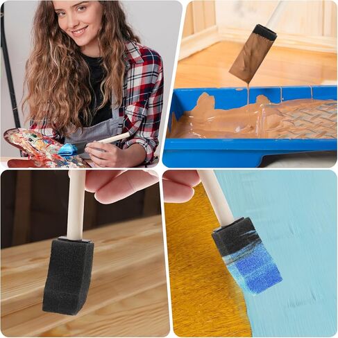 8 PCS Paint Sponge Brush ، فرش الإسفنج للحرف اليدوية ، 4 حجم من فرش الإسفنج للحرف اليدوية ذات المقابض الخشبية ، للأطفال ، فرشاة الدهانات الإسفنج للطلاء DIY in Kuwait