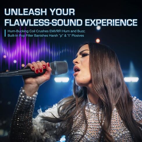 ميكروفون كارول الديناميكي الصوتي مع أحادي الاتجاه فائق القلب، الخيار الأفضل لأداء المرحلة الحية وتقنية إلغاء الضوضاء AHNC، AC-900S أسود in Kuwait