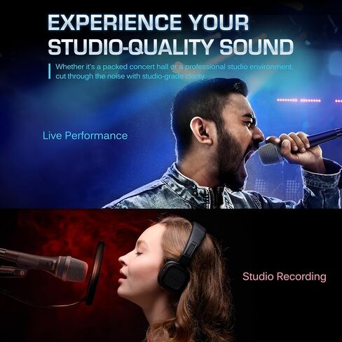 ميكروفون كارول الديناميكي الصوتي مع أحادي الاتجاه فائق القلب، الخيار الأفضل لأداء المرحلة الحية وتقنية إلغاء الضوضاء AHNC، AC-900S أسود in Kuwait