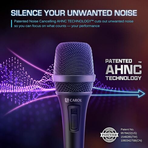 ميكروفون كارول الديناميكي الصوتي مع أحادي الاتجاه فائق القلب، الخيار الأفضل لأداء المرحلة الحية وتقنية إلغاء الضوضاء AHNC، AC-900S أسود in Kuwait