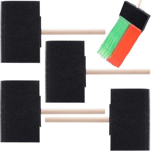 10 أجهزة كمبيوتر 1 بوصة فرش الطلاء الرغوة مقبض خشبي فرش اسفنج أسود للطلاء الفني ، تلطيخ ، ورنيش المشاريع الحرفية DIY التنظيف الإلكتروني in Kuwait