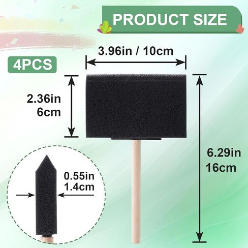10 أجهزة كمبيوتر 1 بوصة فرش الطلاء الرغوة مقبض خشبي فرش اسفنج أسود للطلاء الفني ، تلطيخ ، ورنيش المشاريع الحرفية DIY التنظيف الإلكتروني in Kuwait