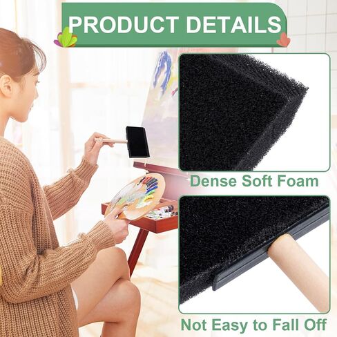 10 أجهزة كمبيوتر 1 بوصة فرش الطلاء الرغوة مقبض خشبي فرش اسفنج أسود للطلاء الفني ، تلطيخ ، ورنيش المشاريع الحرفية DIY التنظيف الإلكتروني in Kuwait