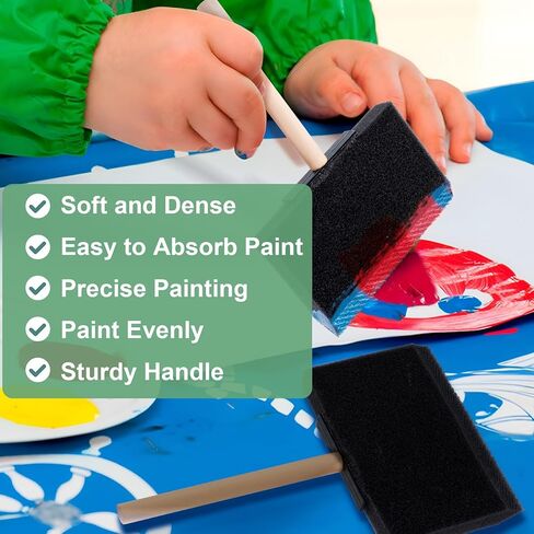 10 أجهزة كمبيوتر 1 بوصة فرش الطلاء الرغوة مقبض خشبي فرش اسفنج أسود للطلاء الفني ، تلطيخ ، ورنيش المشاريع الحرفية DIY التنظيف الإلكتروني in Kuwait