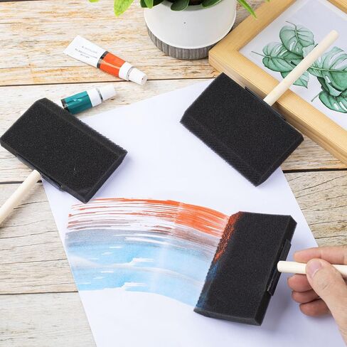 10 أجهزة كمبيوتر 1 بوصة فرش الطلاء الرغوة مقبض خشبي فرش اسفنج أسود للطلاء الفني ، تلطيخ ، ورنيش المشاريع الحرفية DIY التنظيف الإلكتروني in Kuwait