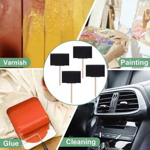 10 أجهزة كمبيوتر 1 بوصة فرش الطلاء الرغوة مقبض خشبي فرش اسفنج أسود للطلاء الفني ، تلطيخ ، ورنيش المشاريع الحرفية DIY التنظيف الإلكتروني in Kuwait