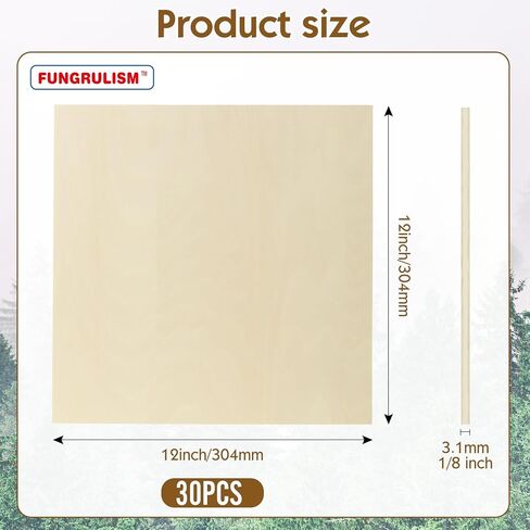 Basswood Plywood Sheets, 1/8 x 12 x 12 inch - 3mm, 10 Sheets for DIY Crafts, Laser Cutting, Wood Burning, Painting, Model Carving, CNC Cutting in Saudi Arabia