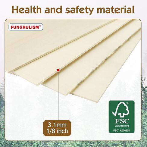 Basswood Plywood Sheets, 1/8 x 12 x 12 inch - 3mm, 10 Sheets for DIY Crafts, Laser Cutting, Wood Burning, Painting, Model Carving, CNC Cutting in Saudi Arabia