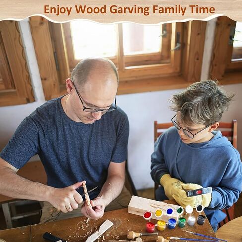 Jomzuci 21Pcs Basswood Carving Blocks, Whittling Carving Wood Blocks Kit, 3 Different Size Bass Wood with 2 Brushes and Paints for Beginners Kids and Adults in Kuwait