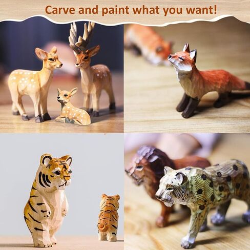 Jomzuci 21Pcs Basswood Carving Blocks, Whittling Carving Wood Blocks Kit, 3 Different Size Bass Wood with 2 Brushes and Paints for Beginners Kids and Adults in Kuwait