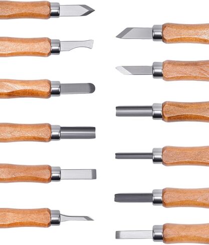 UCEC 5 Pack Linocut Wood Corving Tools مجموعة أدوات نحت خشب Linoleum Lindling Whittling سكاكين V-CHISEL GOUGE HAND ROUND ATTROS in Kuwait