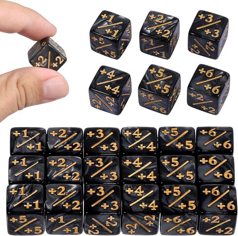عداد النرد المميز ، 24 قطعة 1/+1 MTG COUNT DICE D6 PLUS و MINUS DICES Black Dices Kit Acrylic Board Game Accessories MTG لألعاب بطاقة M-TG CCG in Saudi Arabia