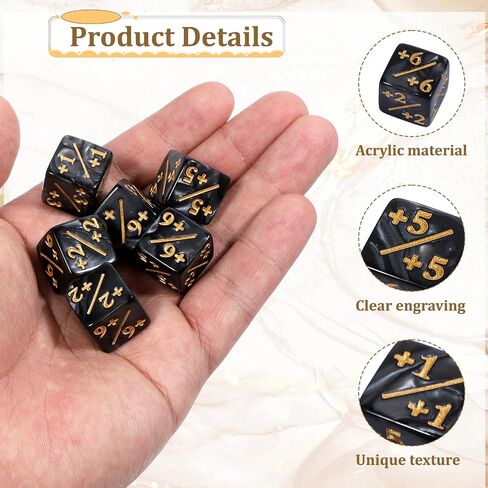 عداد النرد المميز ، 24 قطعة 1/+1 MTG COUNT DICE D6 PLUS و MINUS DICES Black Dices Kit Acrylic Board Game Accessories MTG لألعاب بطاقة M-TG CCG in Saudi Arabia