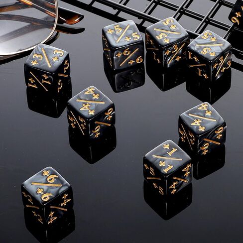 عداد النرد المميز ، 24 قطعة 1/+1 MTG COUNT DICE D6 PLUS و MINUS DICES Black Dices Kit Acrylic Board Game Accessories MTG لألعاب بطاقة M-TG CCG in Saudi Arabia