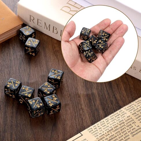 عداد النرد المميز ، 24 قطعة 1/+1 MTG COUNT DICE D6 PLUS و MINUS DICES Black Dices Kit Acrylic Board Game Accessories MTG لألعاب بطاقة M-TG CCG in Saudi Arabia