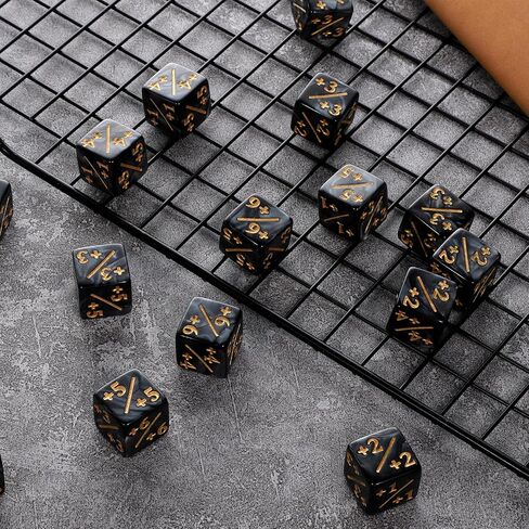 عداد النرد المميز ، 24 قطعة 1/+1 MTG COUNT DICE D6 PLUS و MINUS DICES Black Dices Kit Acrylic Board Game Accessories MTG لألعاب بطاقة M-TG CCG in Saudi Arabia