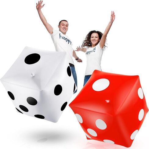 Aoriher 2 Pack Jumbo Inflatable Dice 11.8 Inch Giant Inflatable Dice PVC Jumbo Dice Large Inflatable Dice for Indoor and Outdoor Broad Game, Game Pool Toy Party Favors, White and Red in Saudi Arabia