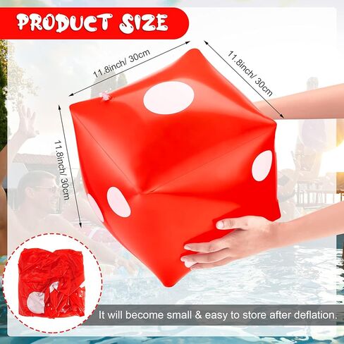 Aoriher 2 Pack Jumbo Inflatable Dice 11.8 Inch Giant Inflatable Dice PVC Jumbo Dice Large Inflatable Dice for Indoor and Outdoor Broad Game, Game Pool Toy Party Favors, White and Red in Saudi Arabia