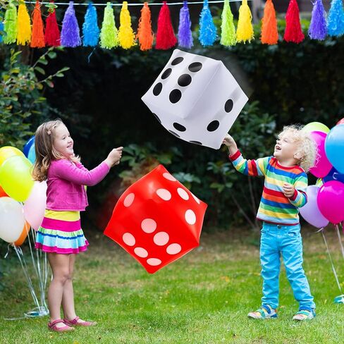 Aoriher 2 Pack Jumbo Inflatable Dice 11.8 Inch Giant Inflatable Dice PVC Jumbo Dice Large Inflatable Dice for Indoor and Outdoor Broad Game, Game Pool Toy Party Favors, White and Red in Saudi Arabia