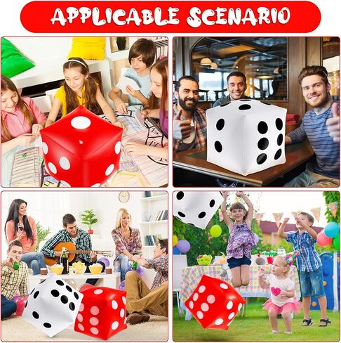Aoriher 2 Pack Jumbo Inflatable Dice 11.8 Inch Giant Inflatable Dice PVC Jumbo Dice Large Inflatable Dice for Indoor and Outdoor Broad Game, Game Pool Toy Party Favors, White and Red in Saudi Arabia