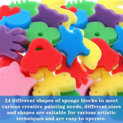 48Pcs Sponge Painting Shapes, Colorful Painting Craft Sponge with Different Shapes for Assorted Pattern Early Learning in Saudi Arabia
