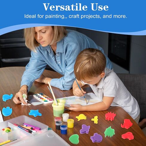 48Pcs Sponge Painting Shapes, Colorful Painting Craft Sponge with Different Shapes for Assorted Pattern Early Learning in Saudi Arabia