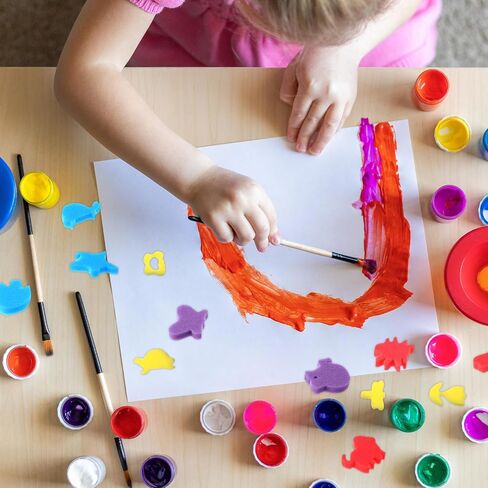 48Pcs Sponge Painting Shapes, Colorful Painting Craft Sponge with Different Shapes for Assorted Pattern Early Learning in Saudi Arabia