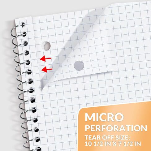 دفتر Sunee Spiral Noteboor ، 1-Signject ، Paper Paper ، 8 "× 10-1/2" ، 70 ورقة ، 5 مربعات لكل بوصة in Kuwait