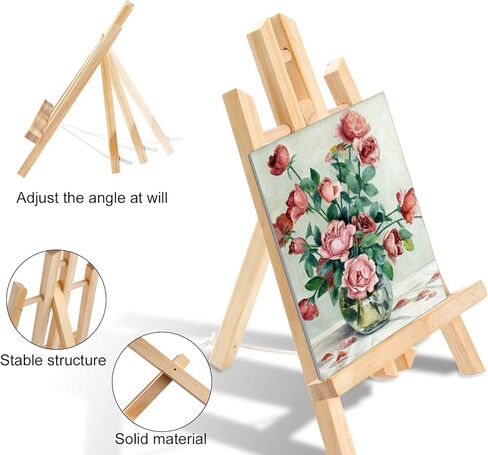 AROIC 72 PCS Professional Painting Set with Easels, 6 PCS Wood Easels,6 Packs of 60 Brushes with Nylon Brush Head and 6 pcs Palettes, Painting Supplies kit for Kids & Adults to Paint Party. in Kuwait
