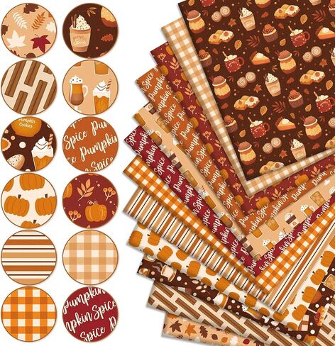 12pcs حزم النسيج القطن الخريف من أوراق القيقب يشرب اليقطين مربعات النسيج 10 × 10 بوصة أقمشة خياطة صغيرة لخريف عيد الشكر ديكور الحرف الحرفي in Saudi Arabia