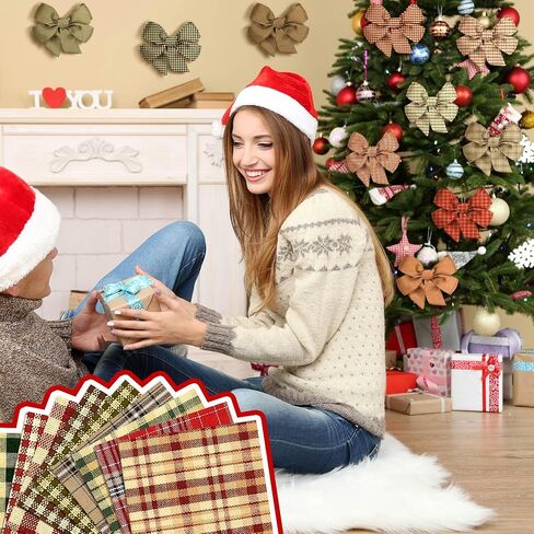 Fanfanwin 60 Pcs 10 x 10 Inch Vintage Christmas Quilting Fabric Plaid Homespun Cotton Fabric Jelly Squares Lattice Rustic Precut Santa Claus Quilting Strips for Xmas Craft Sewing DIY in Saudi Arabia