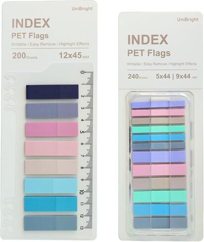 UniBright Sticky Index Tabs Combo Pack 440 Pcs Tabs for Notebooks Page Markers Page Tabs Book Tabs and Annotation Tabs with Bookmark Ruler and Dispenser Assorted Morandi Colors in Kuwait