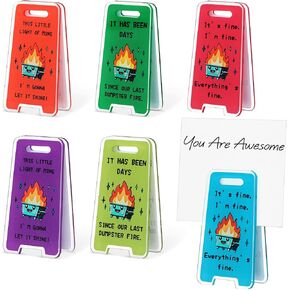 6 Pack Teacher Gifts Dumpster Fire Desk Accessories Dumpster Fire Sticky Note Holder Funny Desk Decor for Office Overstimulated Sign Cute Office Gift(Colorful) in Saudi Arabia