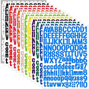 1512 Letter Stickers, 12 Sheets Alphabet Sticker, Vinyl Letters, Mailbox Numbers, Self Adhesive Sticks for Scrapbook, Graduation Cap, Water Bottle, Windows, 1 inch Multicolor Stick on Letters in Saudi Arabia