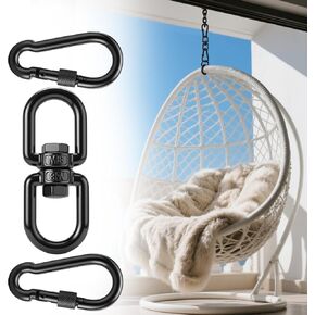 Swing Divel ، خاتم دوار الصلب الثقيل 304-STAINELL ، خطاف العين المزدوج مع السنانير المفاجئة ، شماعات الدوران الأرجوحة التناوب لشجرة الويب (أسود ، M8 × 1PACK) in Kuwait