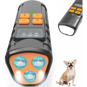 Dog Bark Deterrent - 2025 Triple Anti Bark Device Ultrasonic Strobe light Hybrid with 2 Modes, 6 IN 1 Humane Trainer, LCD Display, 50ft Range for Indoor Outdoor, Instantly Stop Neighbor's Dog Barking in Saudi Arabia
