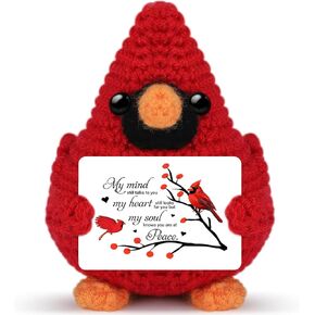 Memorial Crochet Cardinal Doll, Handmade Crochet Stuff Cardinal Decor, Sympathy Gifts for Loss of Loved One (Memorial Handmade Crochet Stuff Cardinal 04) in Saudi Arabia