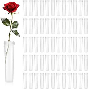 300 Pack Flower Water Tubes 3 Inch Reusable Plastic Vials for Flower Arrangements Floral Tubes with Cover Fresh Florist Supplies for Decoration Arrangement Preserving(Clear) in Kuwait