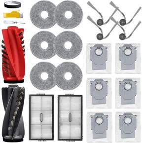 مجموعة ملحقات بديلة لـ roborock q8 max+ q5 pro q8 max q5 pro+ مكنسة كهربائية روبوتية 22 عبوة مجموعتان من الفرش الرئيسية، 4 مرشحات، 6 فرش جانبية، 4 قطع قماش ممسحة، 4 أكياس غبار in Kuwait