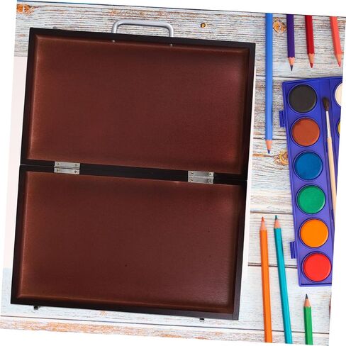 STOBOK Paint Case Palette Lid Wooden Portable Drawing Tool Box Storage Organizer for Art Supplies for Students and Professionals in Saudi Arabia