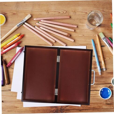 Multifunctional Paint Storage Box Portable and Lightweight Sketching Pen Case for Artists and Students Durable Walnut Color Organized Layout for Easy Access and Precise Color in Saudi Arabia