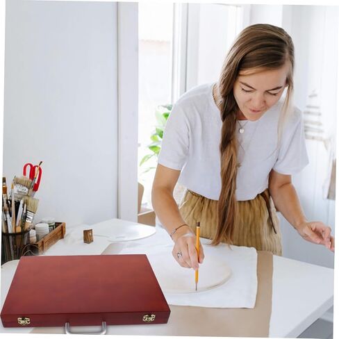 Kisangel Portable Wooden Art Supply Storage Box Lightweight European Style منظم لأدوات الرسم للطلاب والفنانين تصميم مساحة كبيرة للدهانات والفرش in Saudi Arabia