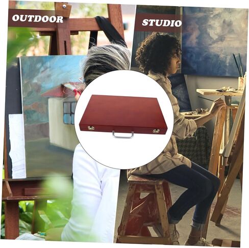 Kisangel Portable Wooden Art Supply Storage Box Lightweight European Style منظم لأدوات الرسم للطلاب والفنانين تصميم مساحة كبيرة للدهانات والفرش in Saudi Arabia