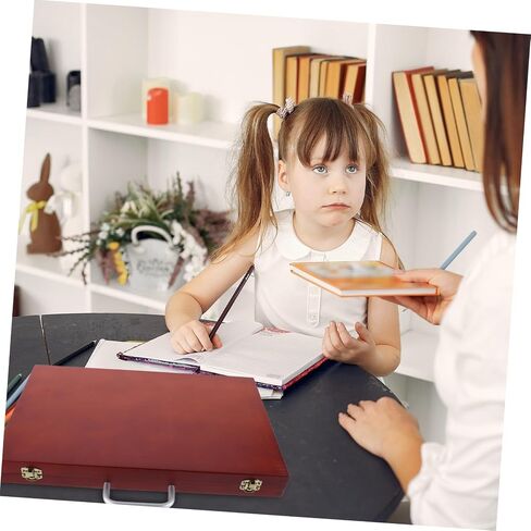 Kisangel Portable Wooden Art Supply Storage Box Lightweight European Style منظم لأدوات الرسم للطلاب والفنانين تصميم مساحة كبيرة للدهانات والفرش in Saudi Arabia