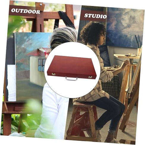 Hohopeti Handheld Wooden Painting Storage Box Lightweight European Style Art Supply Organizer for Brushes Pigments Tools Spacious Tool Container for Artists The Go in Saudi Arabia