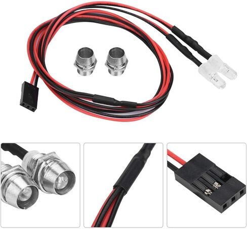مجموعات ضوء LED RC ، المصابيح الأمامية 2PCS 5MM مصابيح LED RC الملحق لسيارة سيارة الانجراف 1/10 (12# الضوء الأحمر) in Saudi Arabia