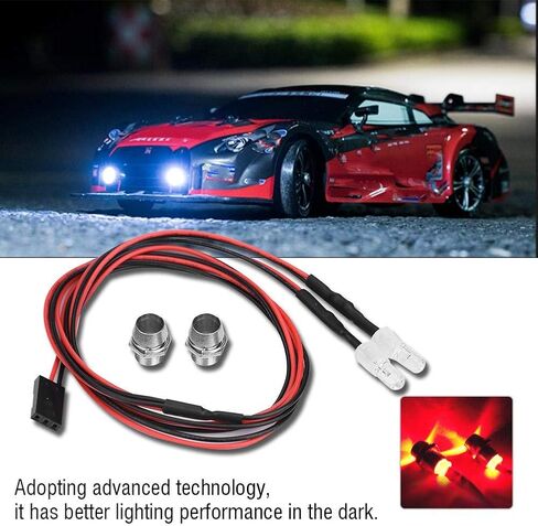 مجموعات ضوء LED RC ، المصابيح الأمامية 2PCS 5MM مصابيح LED RC الملحق لسيارة سيارة الانجراف 1/10 (12# الضوء الأحمر) in Saudi Arabia