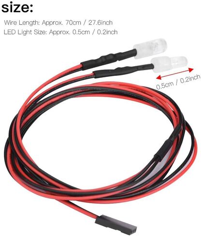 مجموعات ضوء LED RC ، المصابيح الأمامية 2PCS 5MM مصابيح LED RC الملحق لسيارة سيارة الانجراف 1/10 (12# الضوء الأحمر) in Saudi Arabia
