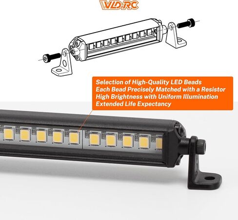 RC Light Bar 10 LED 2.5 بوصة من الألومنيوم RC Lights RC Accedler Expensions for SCX10 TRAXXAS TRX4M ARRMA STERN REDCAT GEN7 1/10 1/18 SCALE ROCK ROCK CRAWLER TRACK (2.5inch) in Kuwait