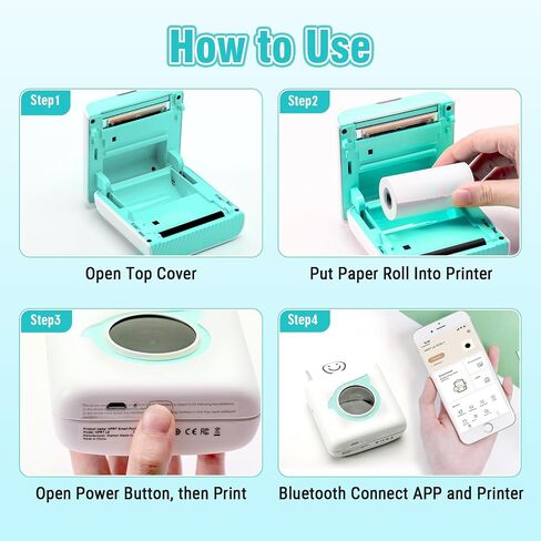 HPRT L8 Mini Portable Thermal Printer with Thermal Paper and 3 Sticker Rolls, Label Maker Machine for Pictures, Lists, Study Notes, DIY, Receipts - Blue in Saudi Arabia
